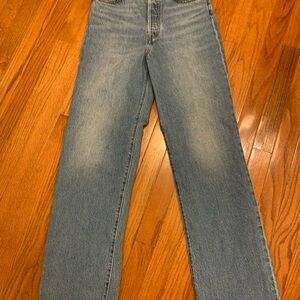 Levi's Premium Jeans Womens 27 Blue Ribcage Straight Ankle Button Fly High Rise